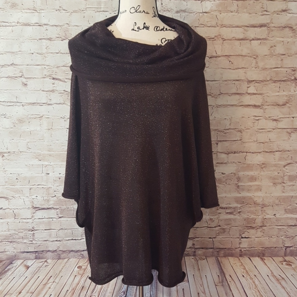 Joseph A Tissue Thin Metallic Sweater Sz M